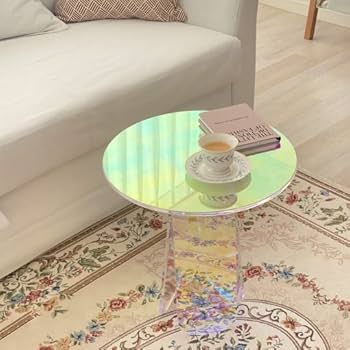 取付無料！オーロラ ホログラム 韓国風アクリル円形ミニサイドテーブル✨ aurora acrylic side table / オーロラ サイドテーブル